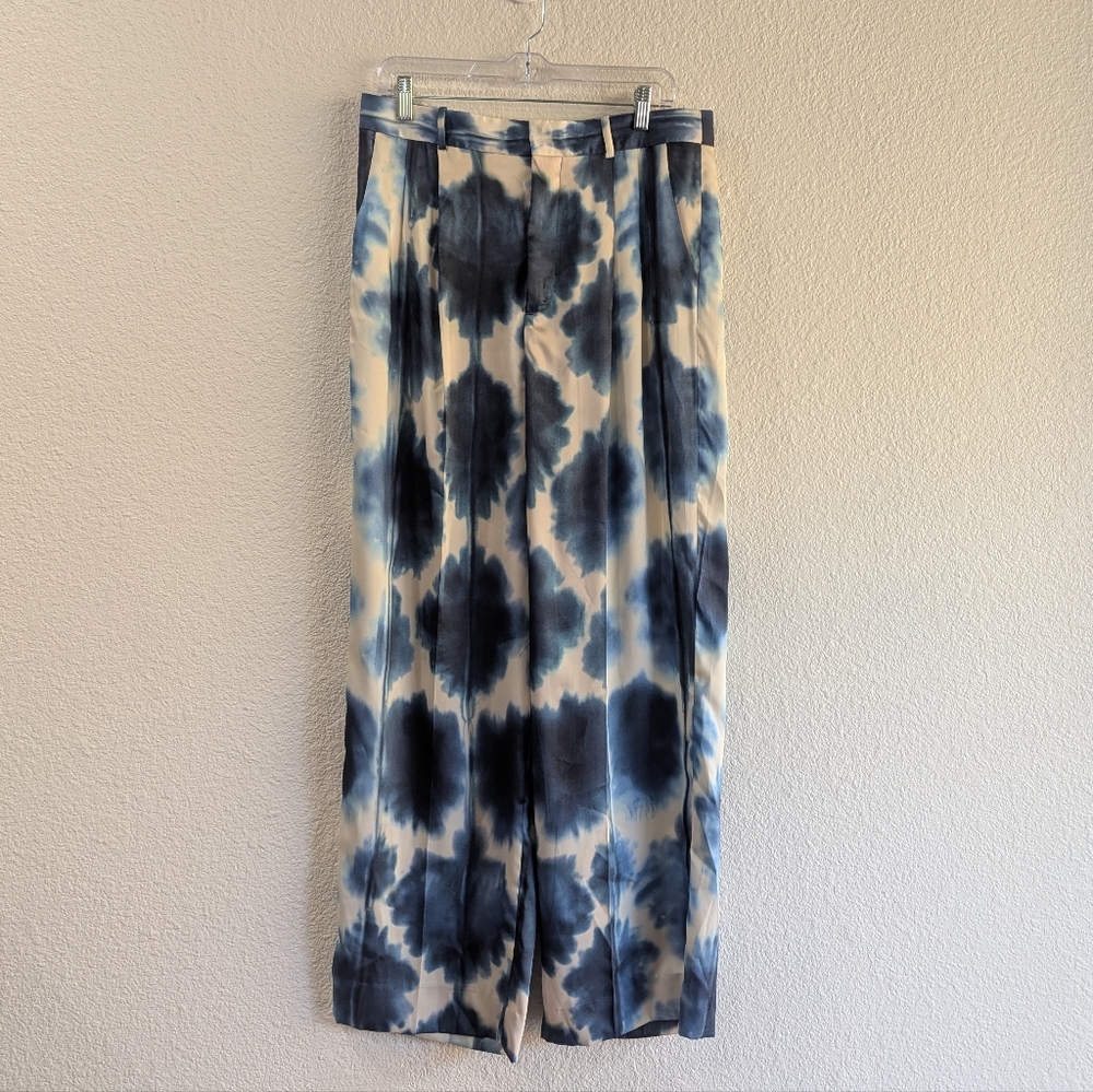 NWT Zara Tie-Dye Satin Look Wide Leg Trousers Size Large Festival Coachella - Picture 3 of 11
